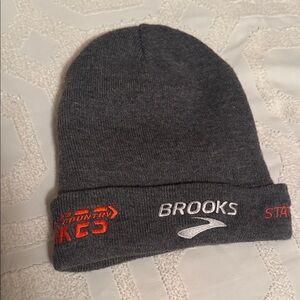 Brooks  Dark Gray Beanie with Orange Accents